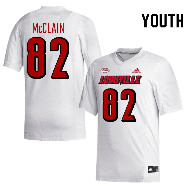 Youth #82 Jahlil McClain Louisville Cardinals College Football Jerseys Stitched-White